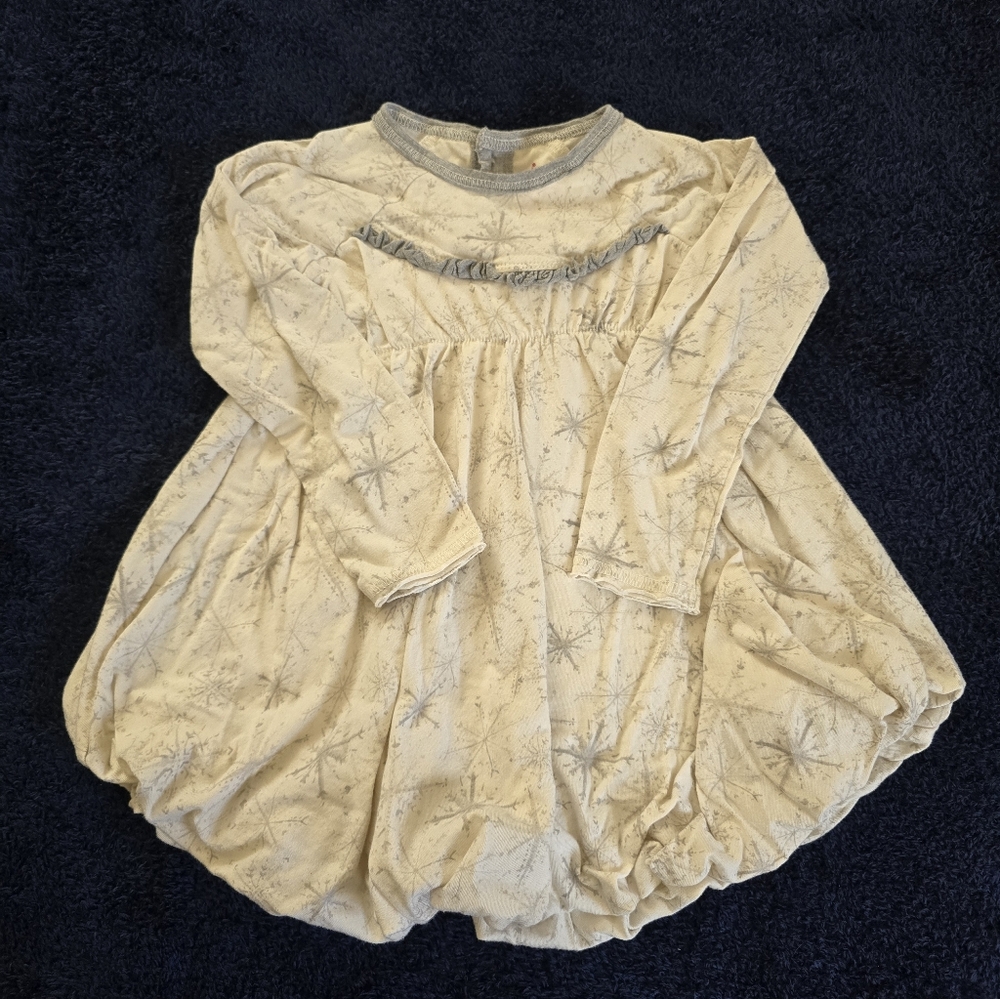 Burt's Bees Baby Cream and Gray Long Sleeve Dress